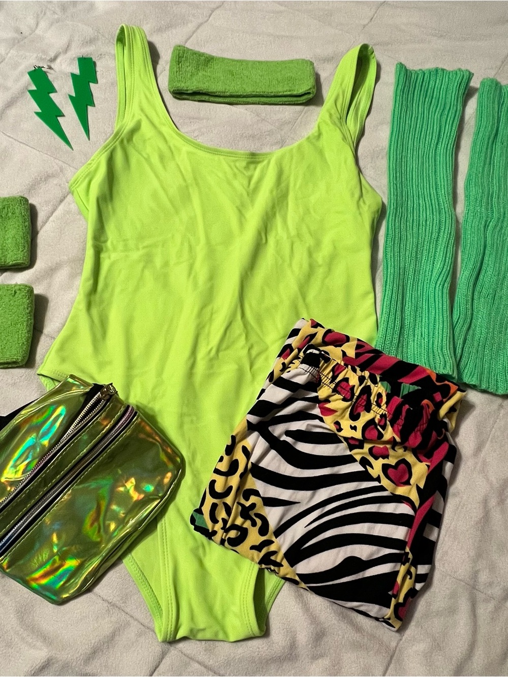 Women’s Neon Green 80s Costume Set